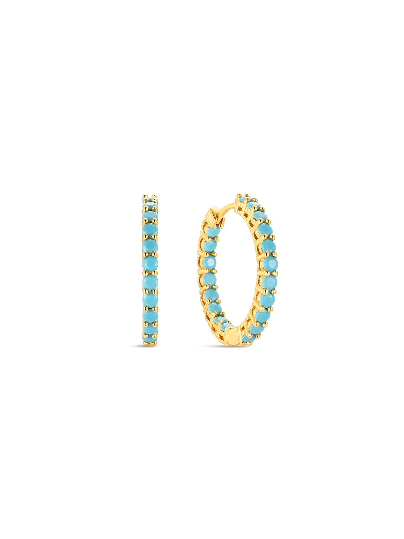 Classic Single-Row Turquoise Hoop Earring-Olarajewelry