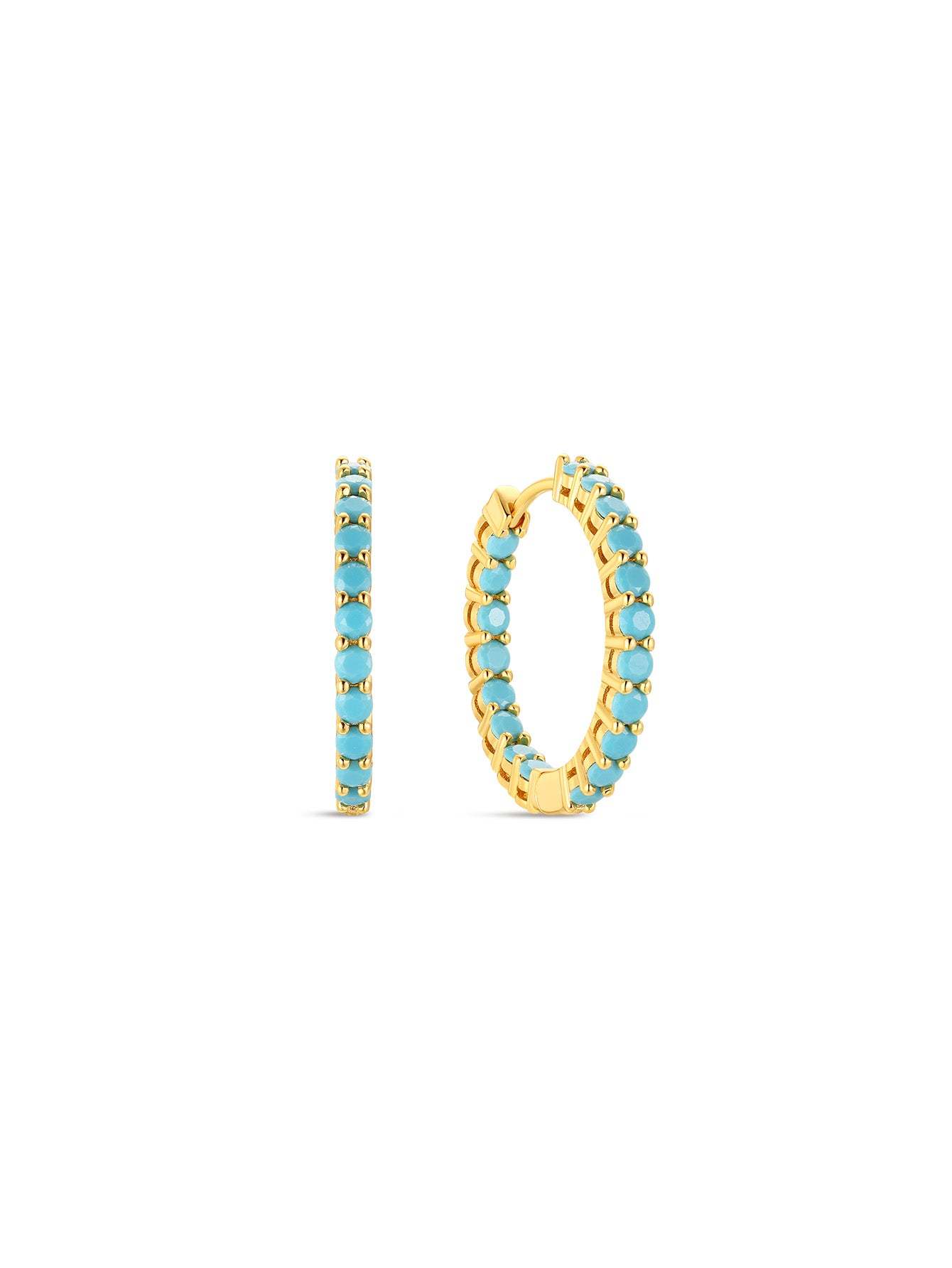 Classic Single-Row Turquoise Hoop Earring-Olarajewelry