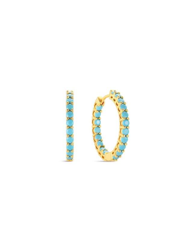 Classic Single-Row Turquoise Hoop Earring-Olarajewelry