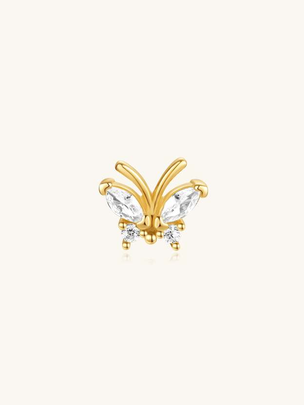 S925 Sparkly Butterfly  Zircon Micro Ear Piercing Stud-Olarajewelry