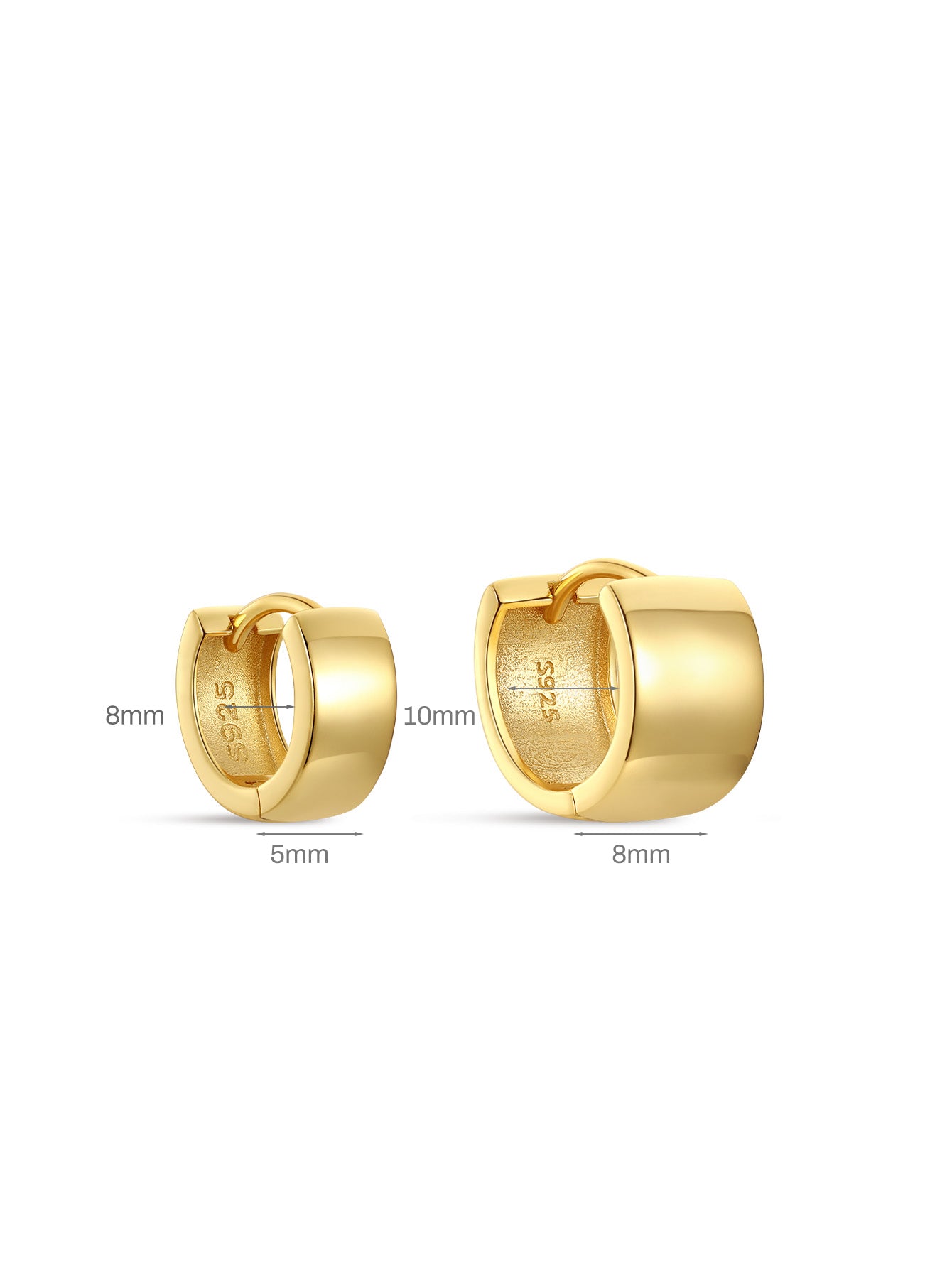 S925 Wide Tunnel Huggies Earrings-Olarajewelry