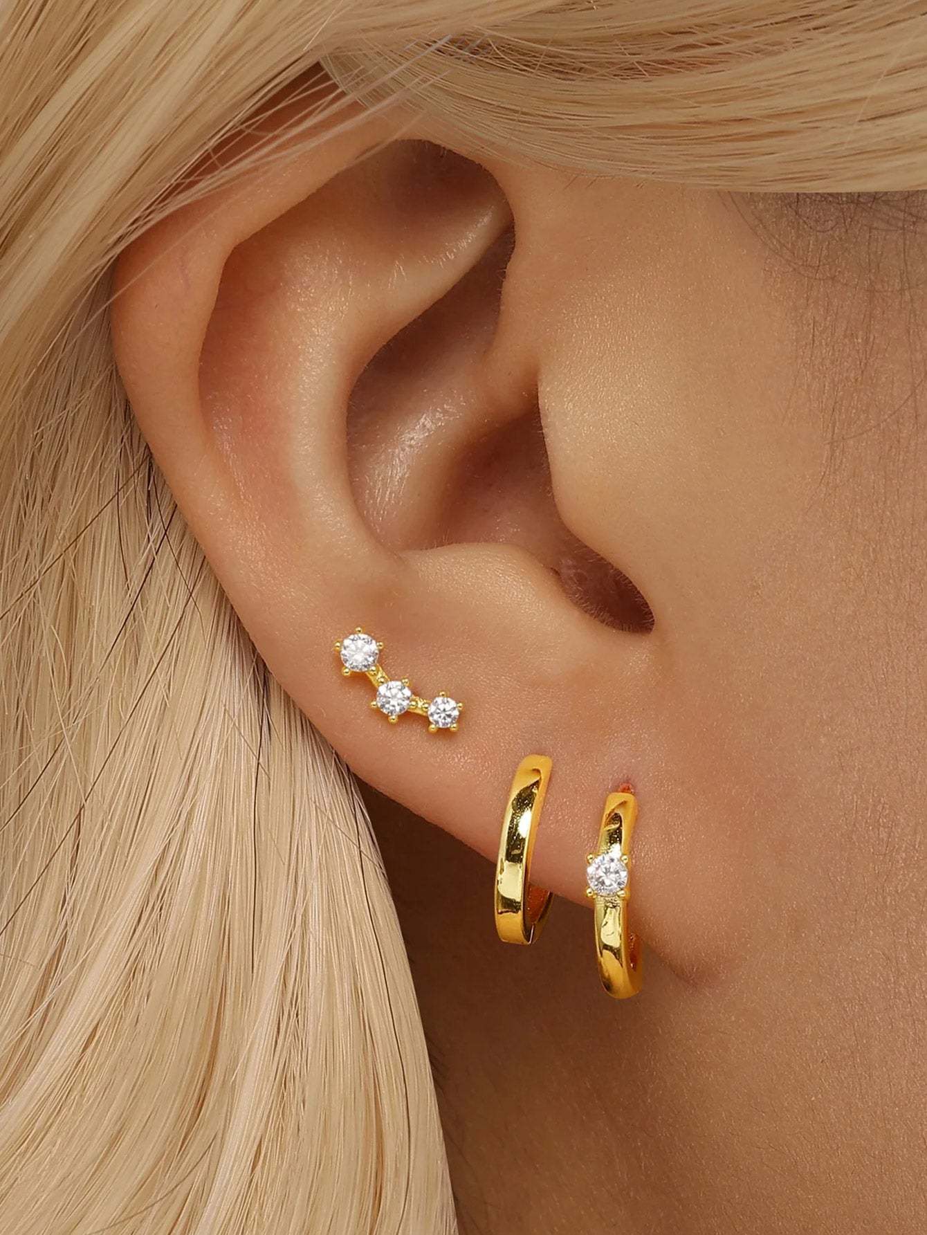 S925 Simple Elegant Zircon Earring Set-Olarajewelry