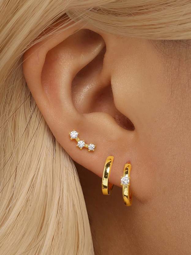 S925 Simple Elegant Zircon Earring Set-Olarajewelry