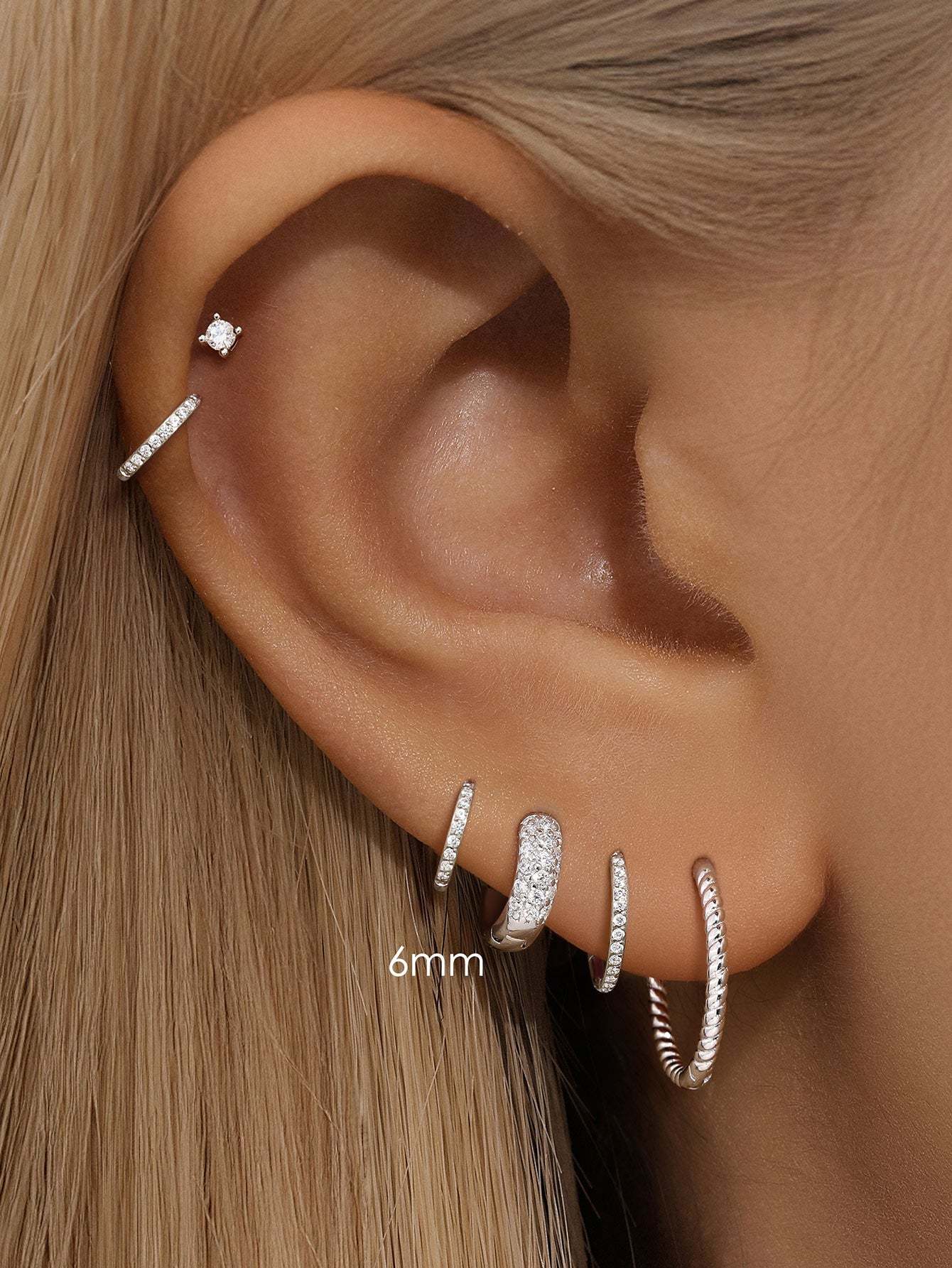 S925 Silver Metal Style Wide Zircon Hoop Earrings-Olarajewelry