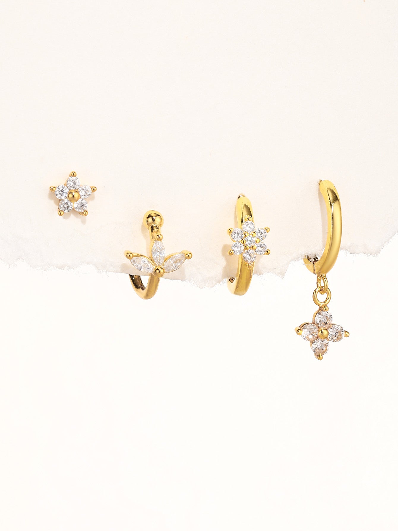 S925 Sparkle Flower Stud Earring Set-Olarajewelry