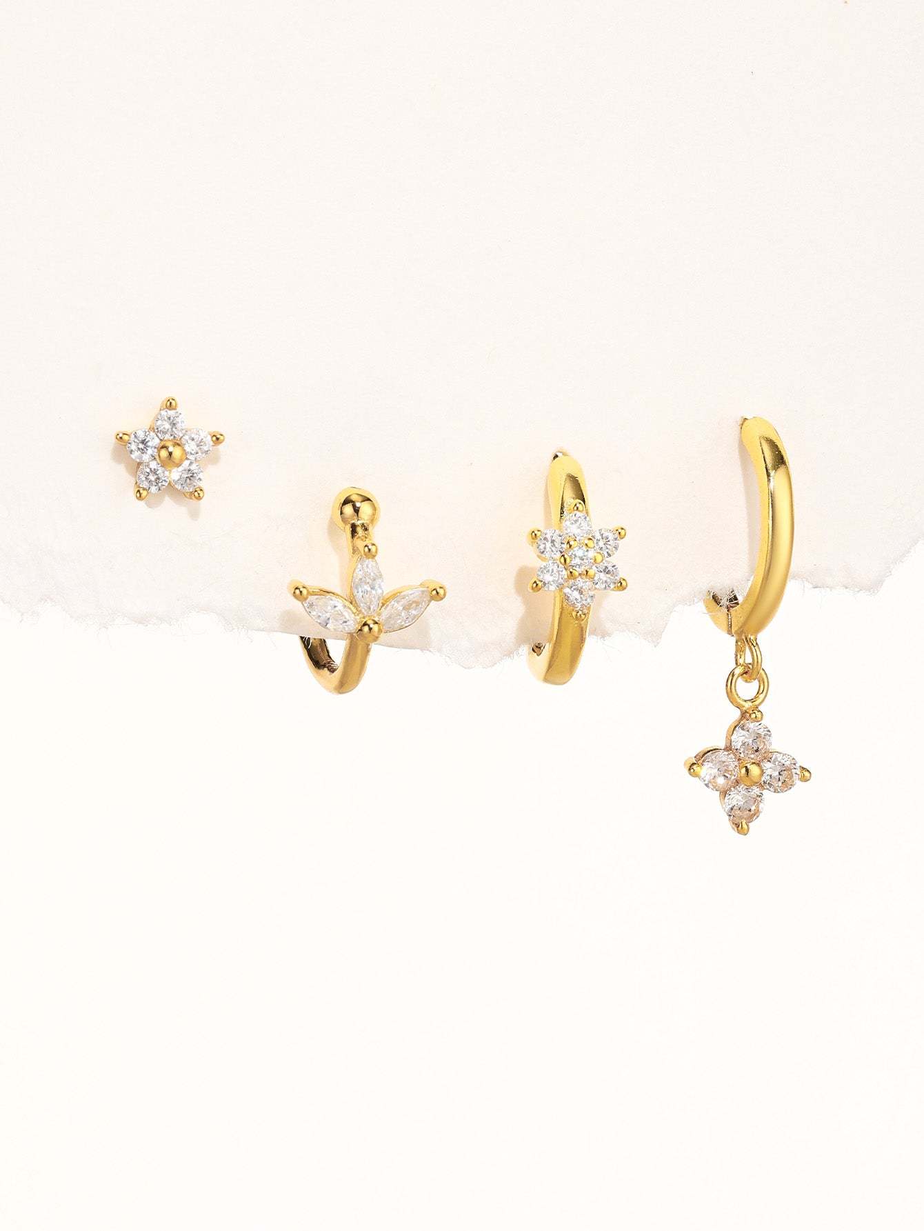 S925 Sparkle Flower Stud Earring Set-Olarajewelry