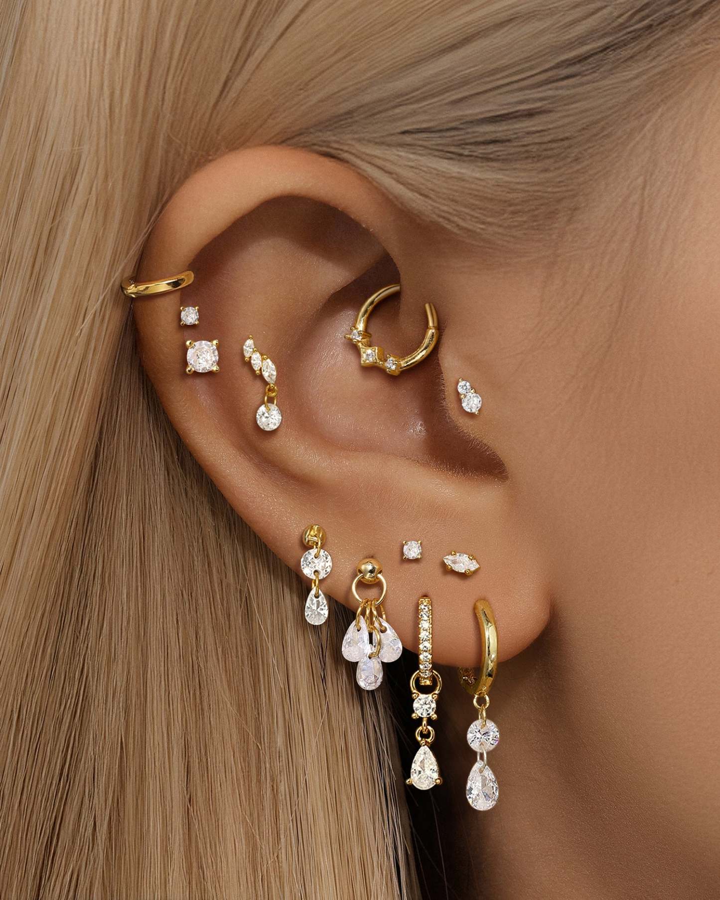 Water Drop Pendant Full Ear Fashion Hoop Stud Earring Collection-Olarajewelry