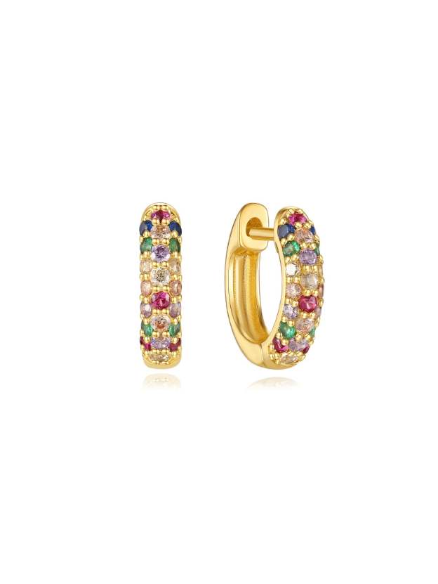 S925 Colorful Zircon Irregular Earrings Set-Olarajewelry