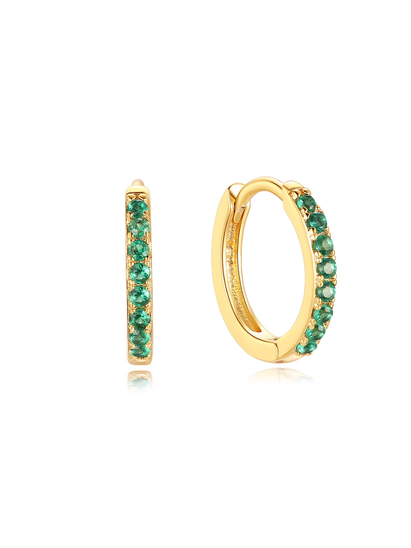 S925 Green Square ＆ Round Drop Earring Set-Olarajewelry