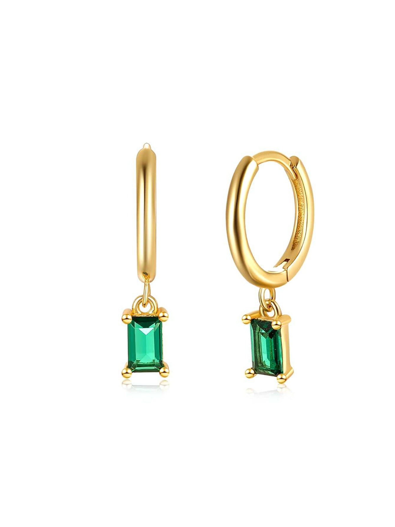 S925 Green Square ＆ Round Drop Earring Set-Olarajewelry