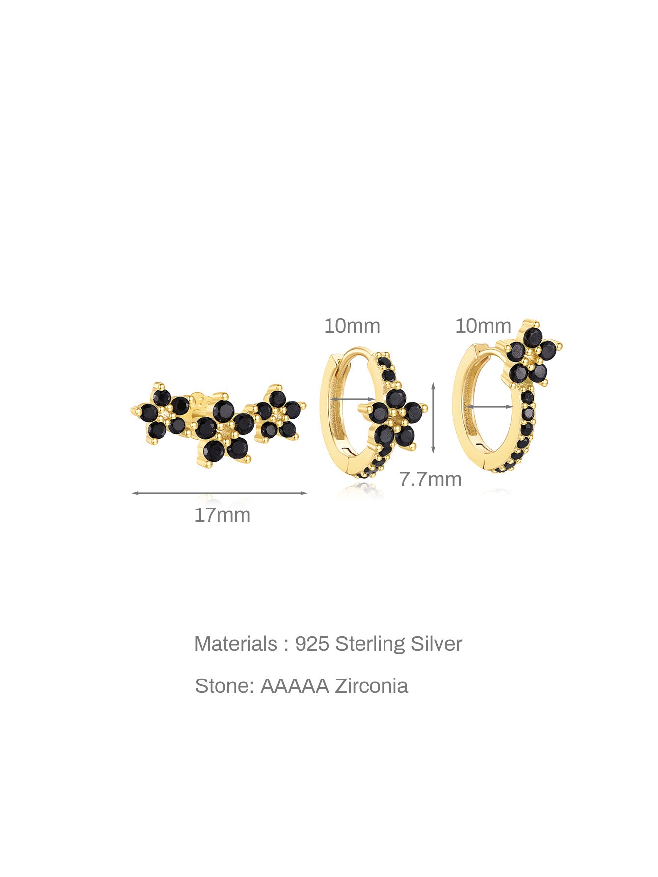Black Zirconia Flower Butterfly Fashion Elegant S925 Earring-Olarajewelry