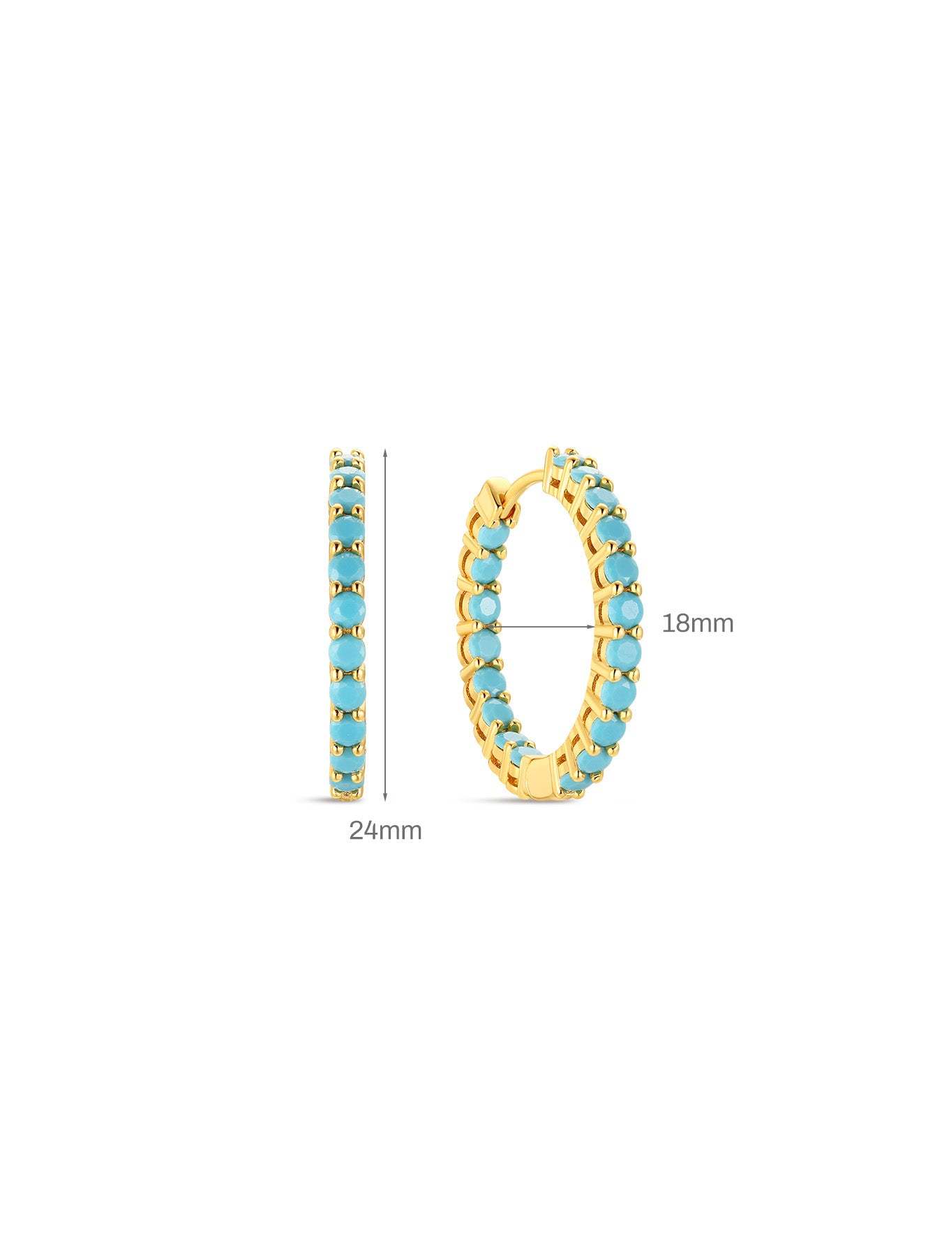 Classic Single-Row Turquoise Hoop Earring-Olarajewelry