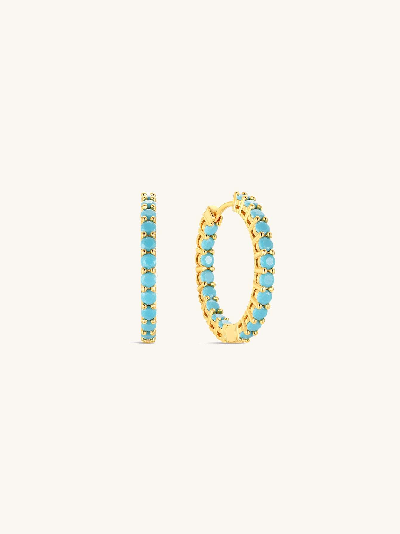 Classic Single-Row Turquoise Hoop Earring-Olarajewelry