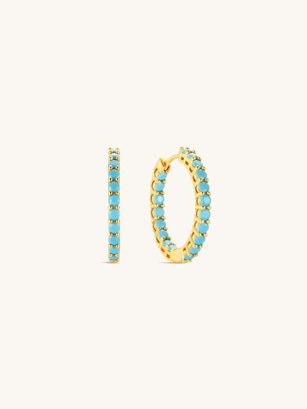 Classic Single-Row Turquoise Hoop Earring-Olarajewelry