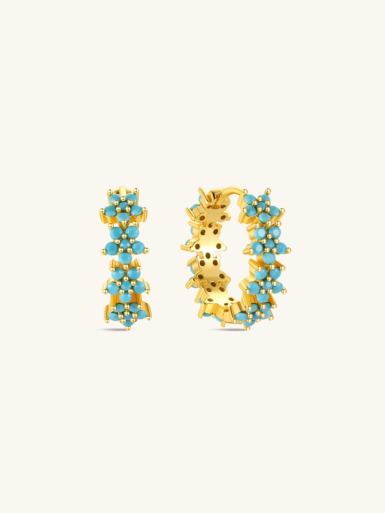 Flowers Bloom Turquoise Huggies Earring-Olarajewelry