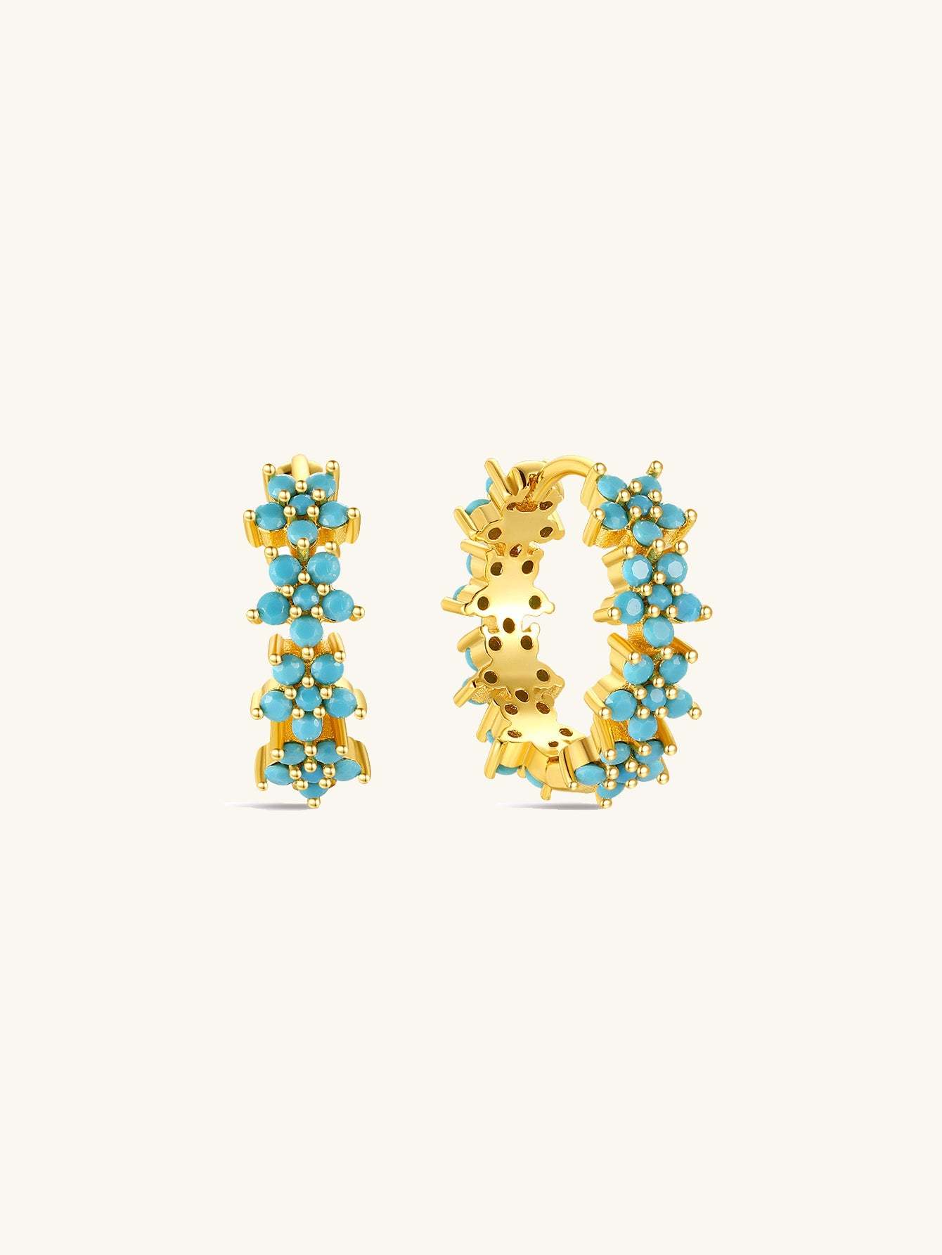 Flowers Bloom Turquoise Huggies Earring-Olarajewelry