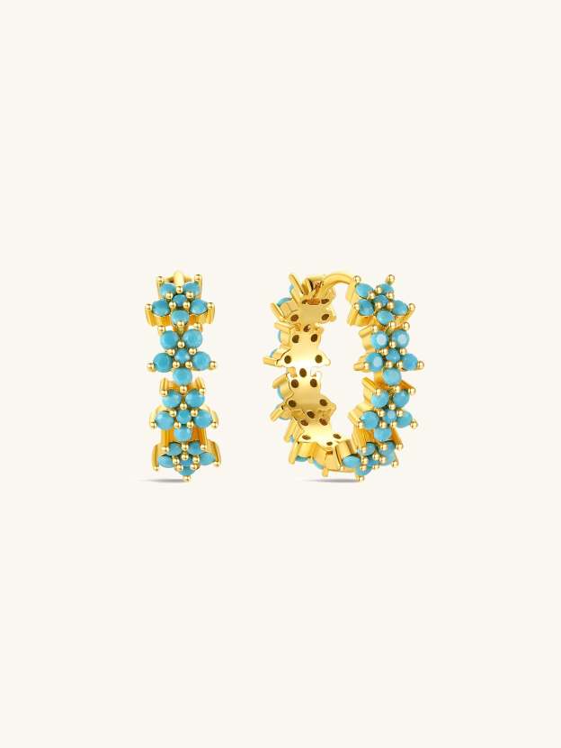 Flowers Bloom Turquoise Huggies Earring-Olarajewelry
