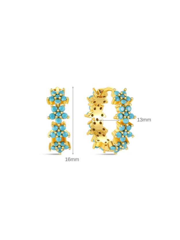 Flowers Bloom Turquoise Huggies Earring-Olarajewelry