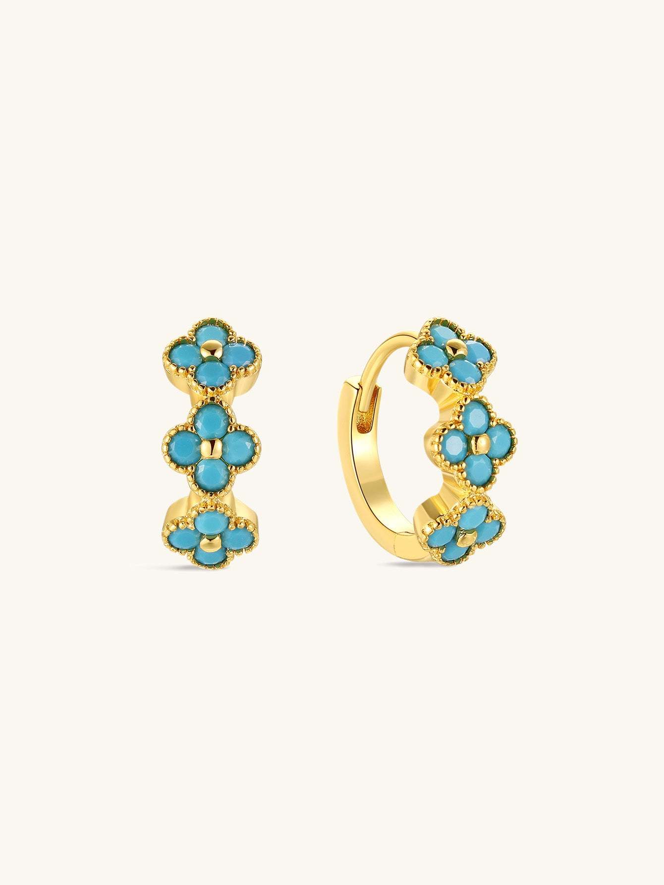 Petal Turquoise Huggie Earring-Olarajewelry
