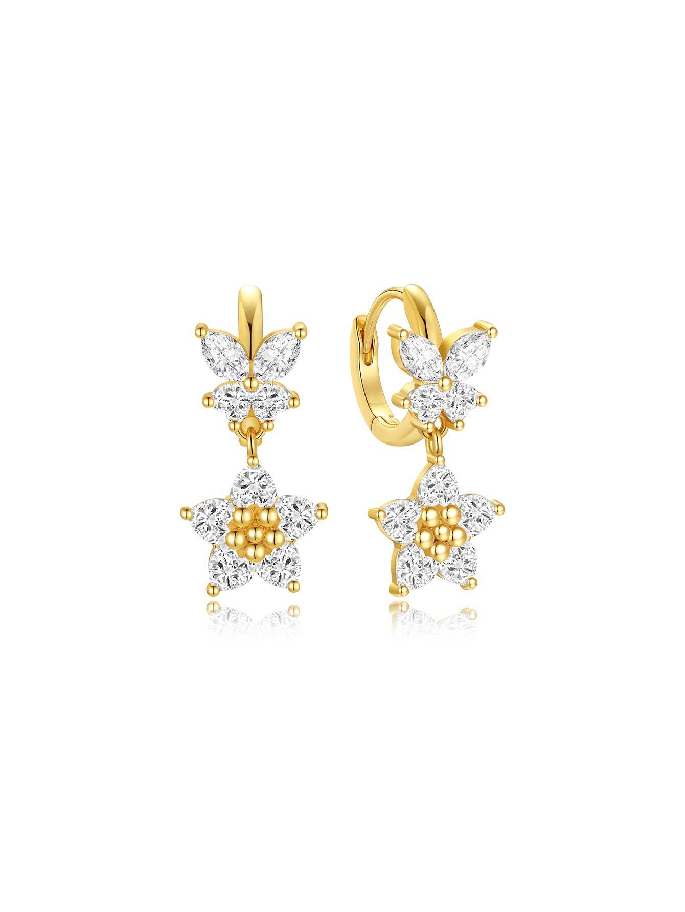 Five-Petal Flower Pendant Butterfly Earrings-Olarajewelry