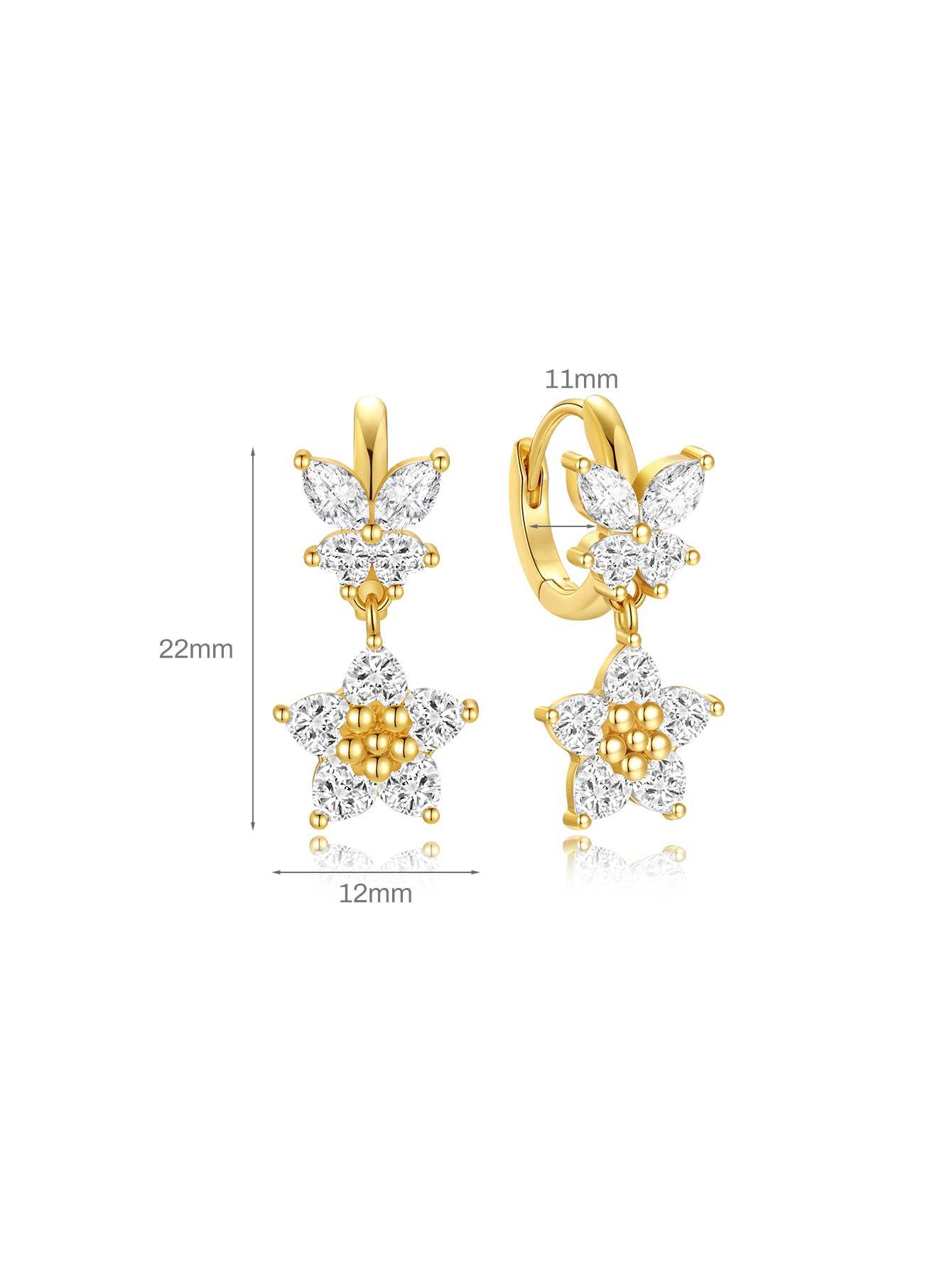 Five-Petal Flower Pendant Butterfly Earrings-Olarajewelry