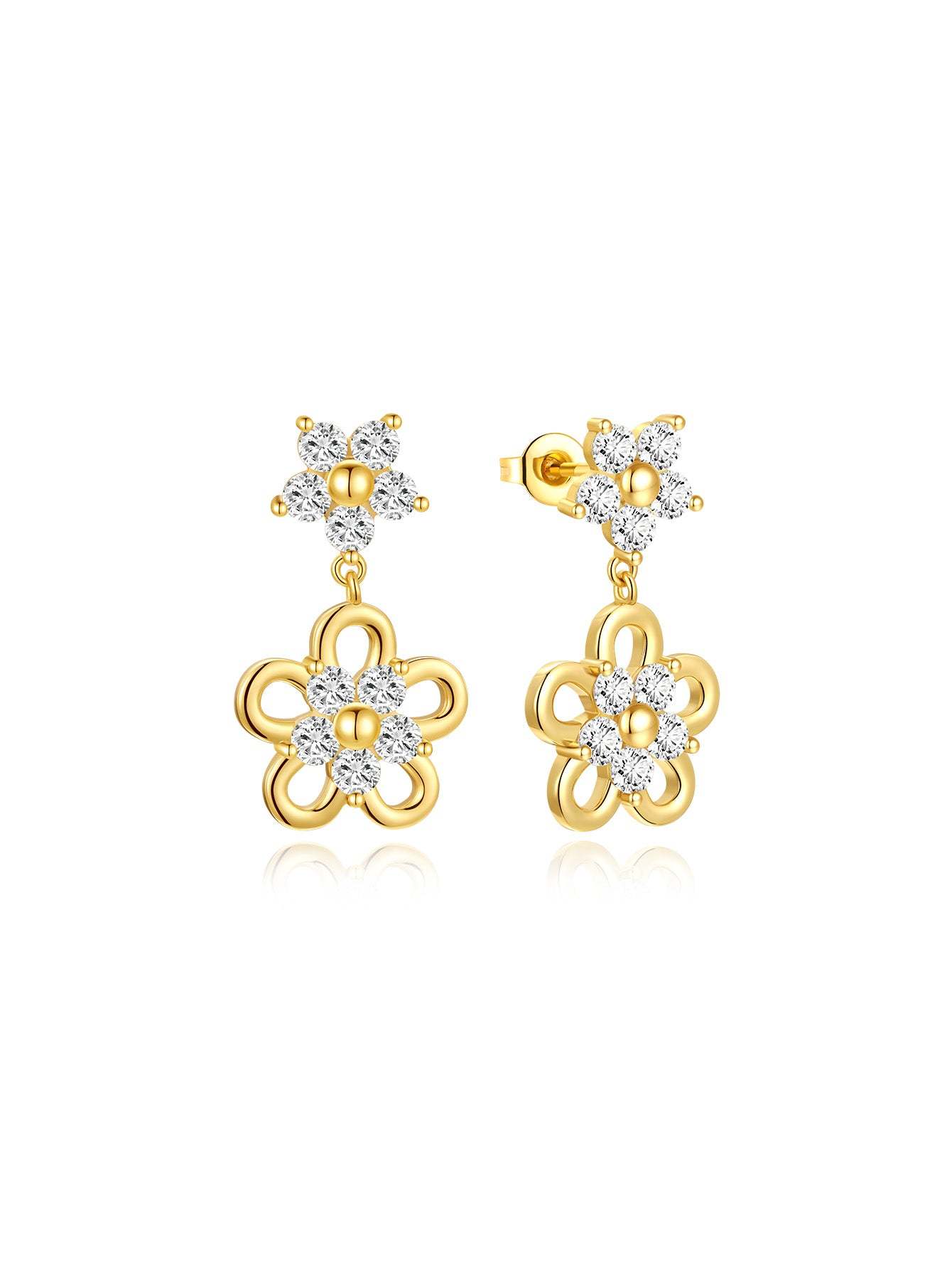 Floral Metal Pendant Earrings-Olarajewelry