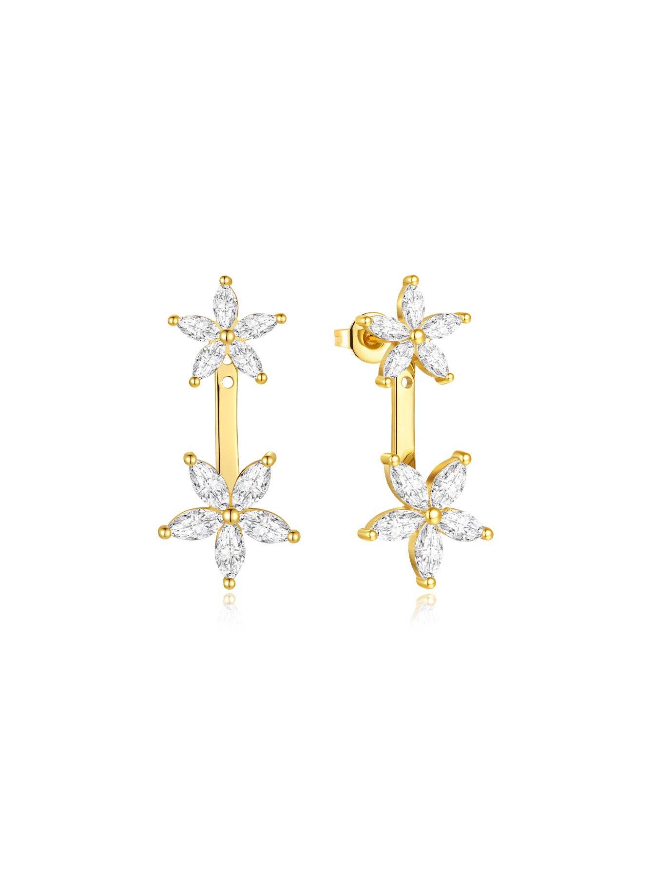 Spliced Flower Double Wear Earrings-Olarajewelry
