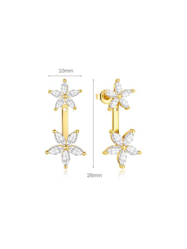 Spliced Flower Double Wear Earrings-Olarajewelry