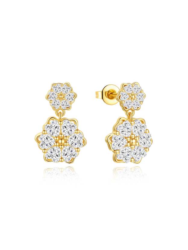 Spliced Floral Love Zircon Earrings-Olarajewelry