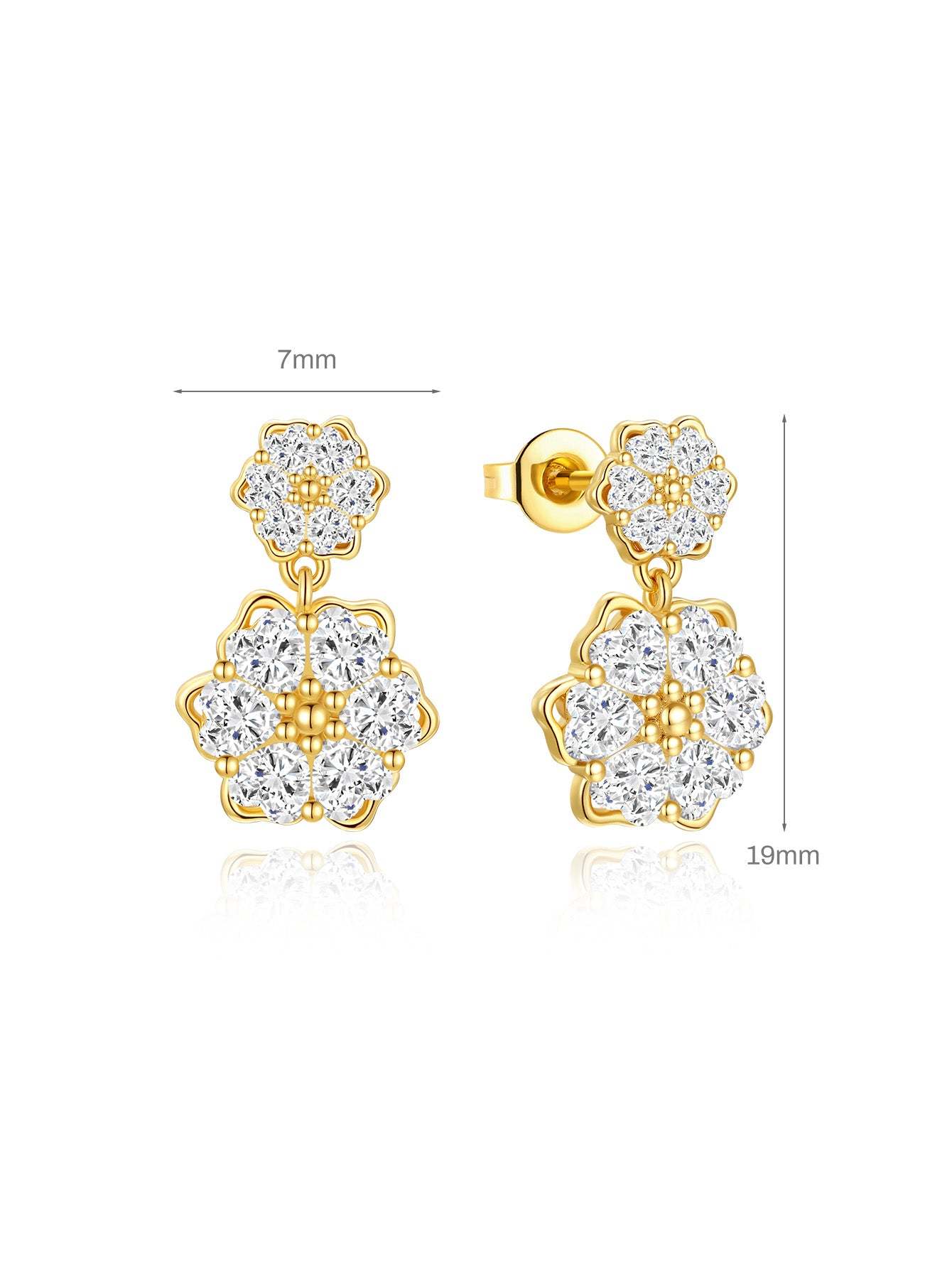 Spliced Floral Love Zircon Earrings-Olarajewelry
