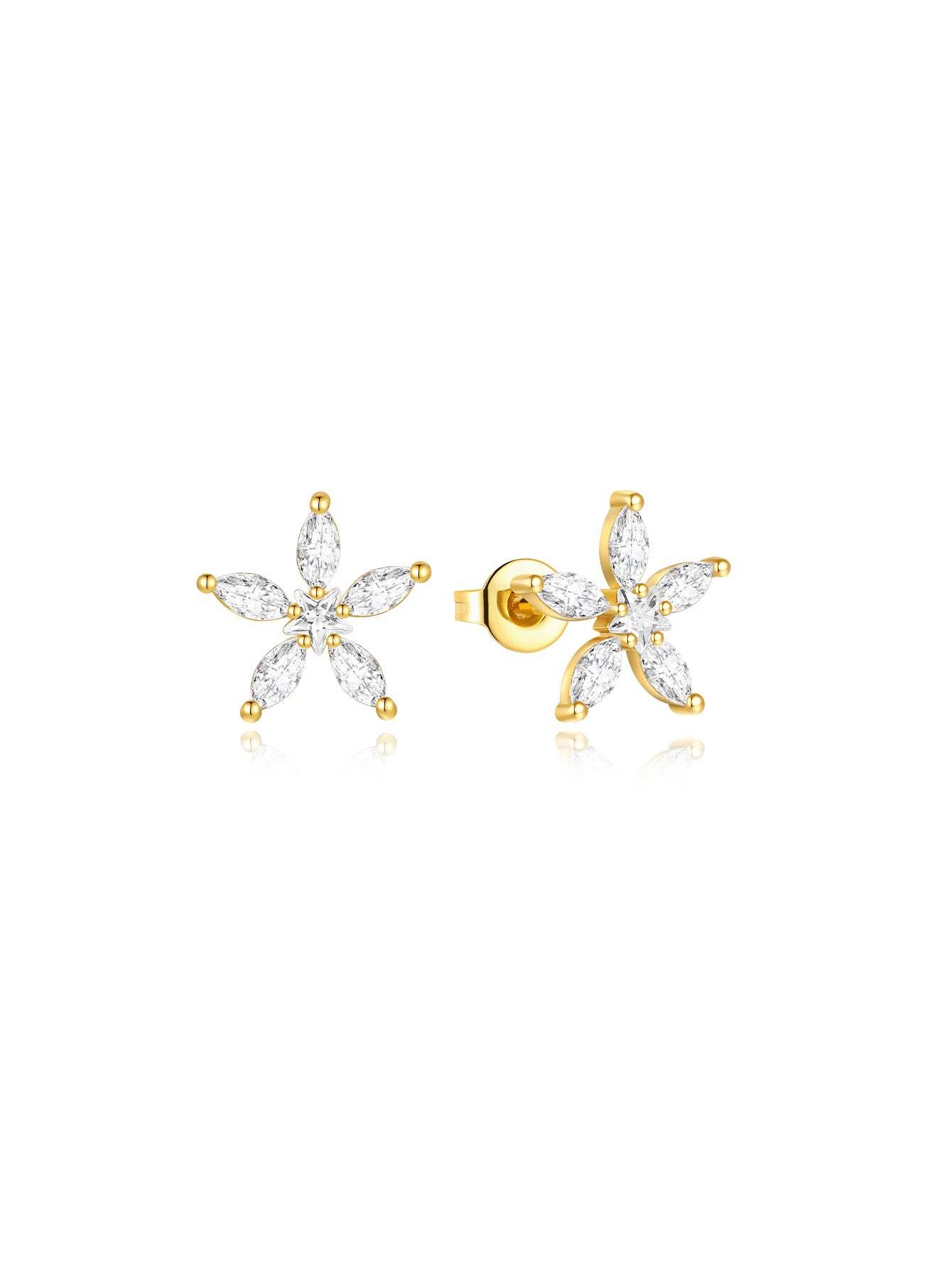Pentagram Zircon Petals Earrings-Olarajewelry