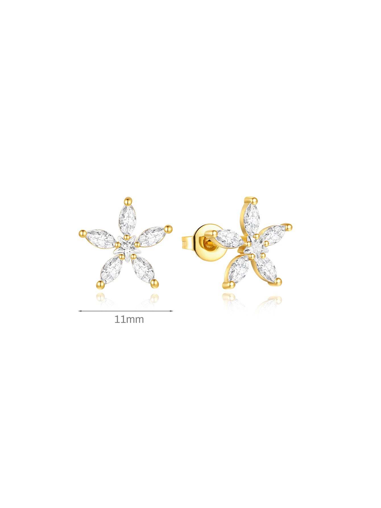 Pentagram Zircon Petals Earrings-Olarajewelry