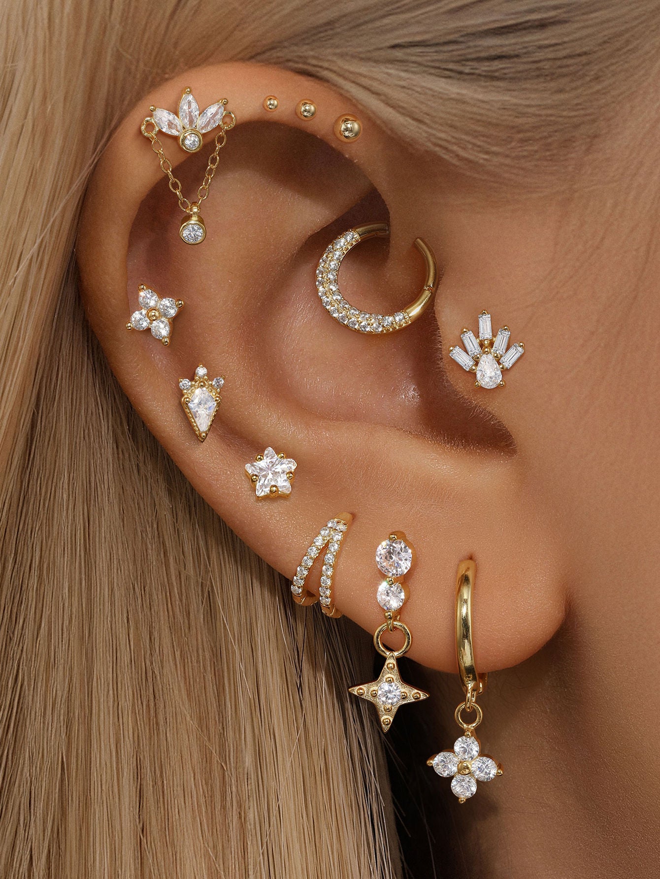 S925 Geometric Zirconia Elegant Earring Set-Olarajewelry
