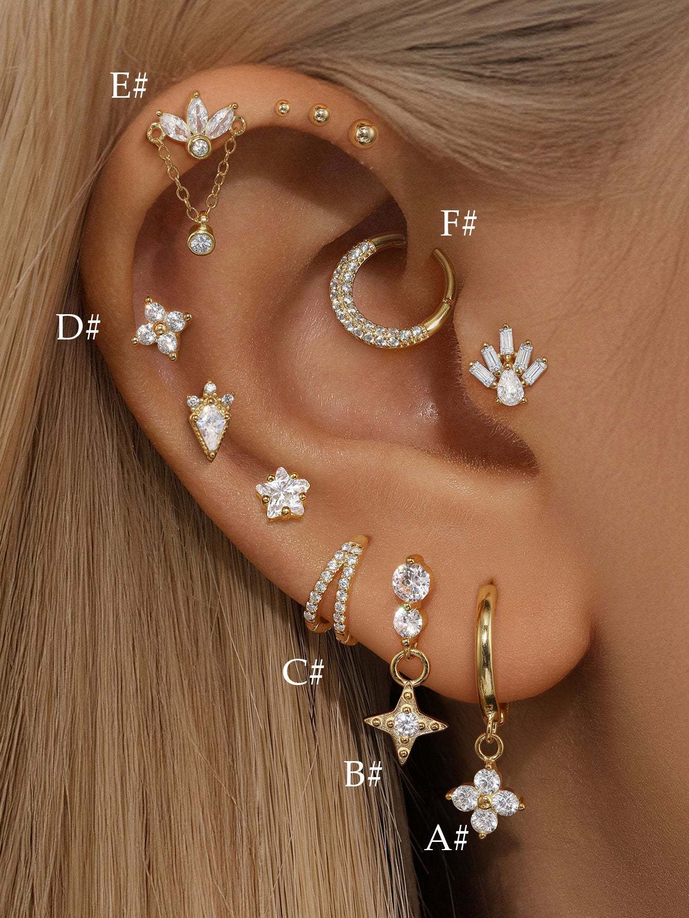 S925 Geometric Zirconia Elegant Earring Set-Olarajewelry
