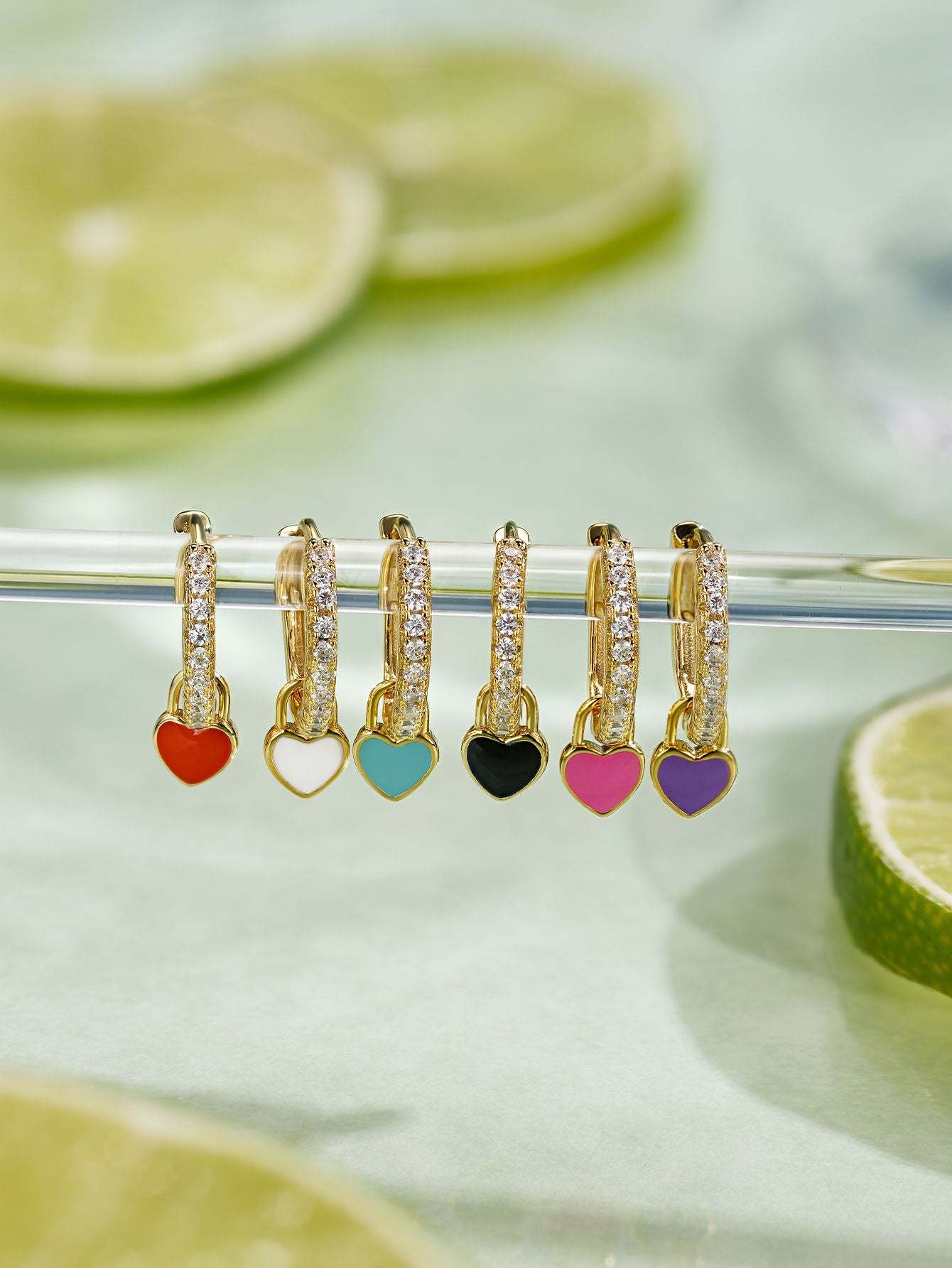 S925 Heart Dripping Oil Sterling Silver Drop Earrings-Olarajewelry
