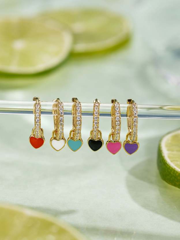 S925 Heart Dripping Oil Sterling Silver Drop Earrings-Olarajewelry