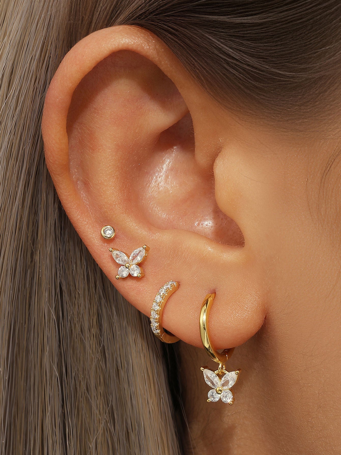 S925 Fashion Butterfly Tassel Earring Set-Olarajewelry