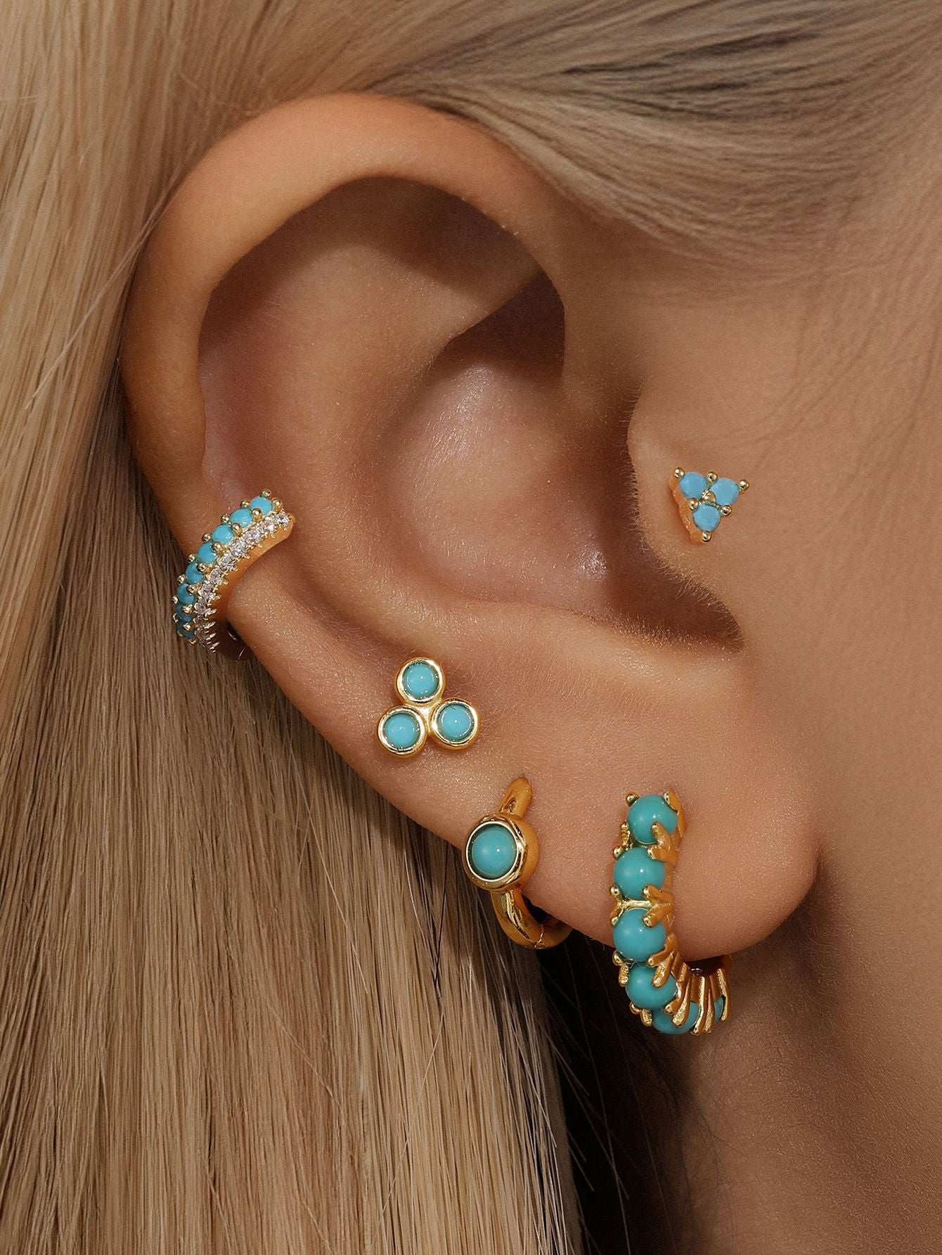 Olara S925 Sterling Silver Fashion Turquoise 5 Piece Set-Olarajewelry