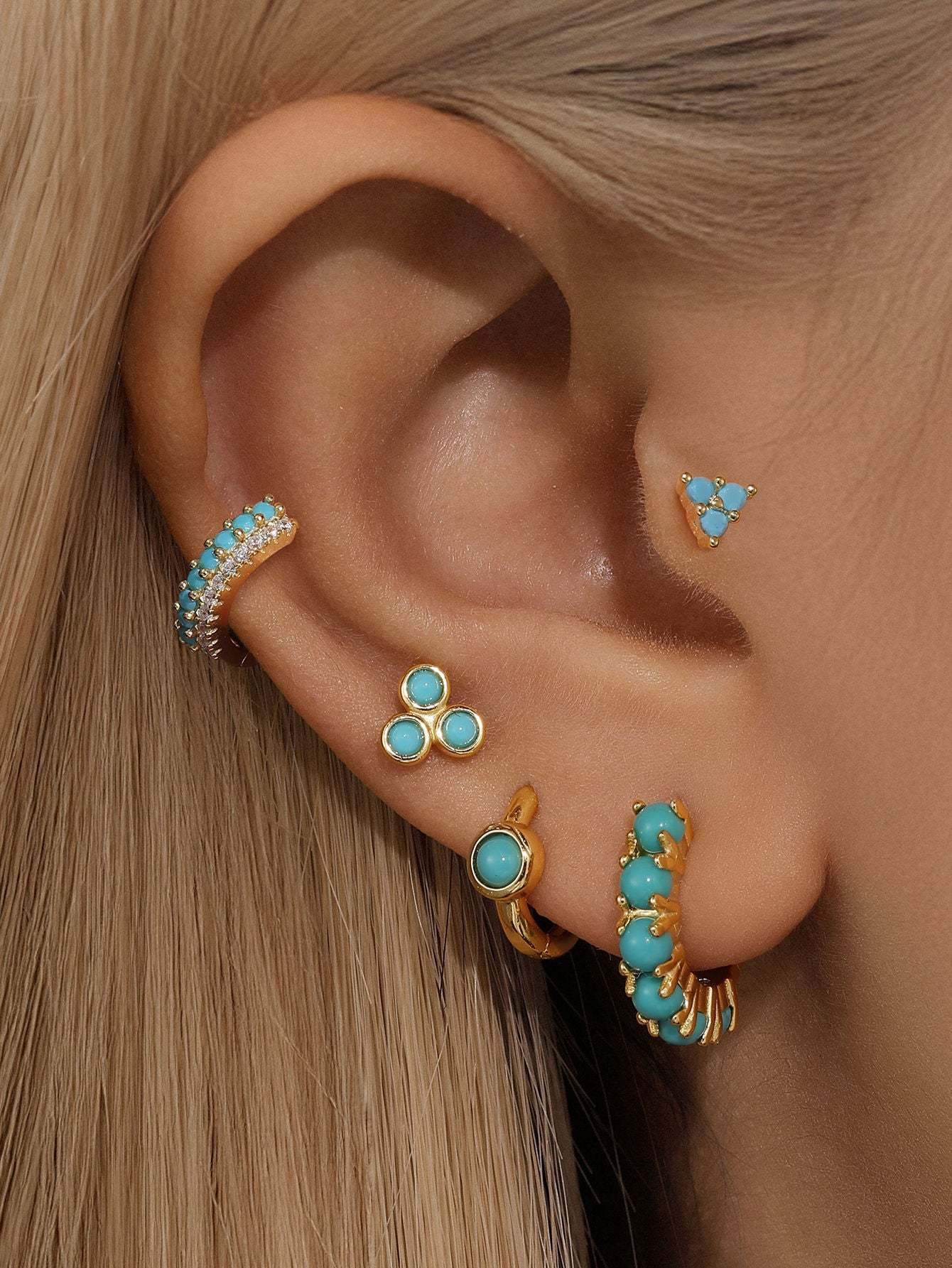 Olara S925 Sterling Silver Fashion Turquoise 5 Piece Set-Olarajewelry