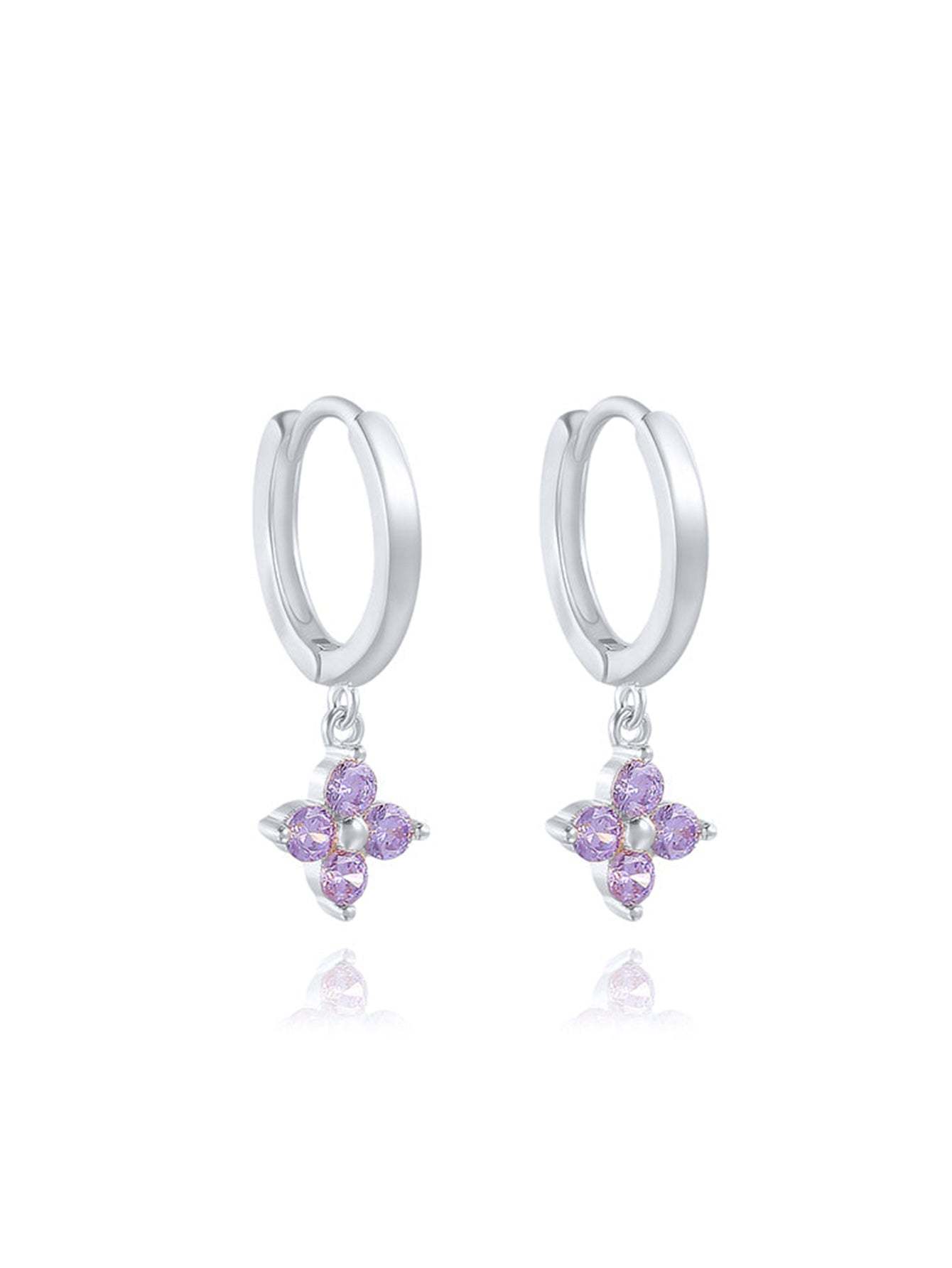 S925 Plum Blossom Zircon Wedding Drop Earrings-Olarajewelry
