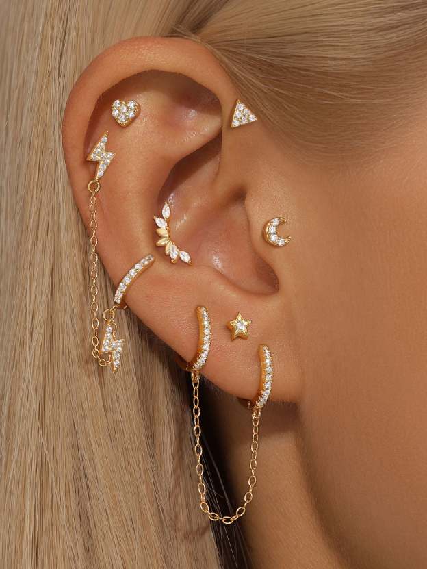 S925 Marquise Arch Zircon Threaded Ear Piercing Stud-Olarajewelry