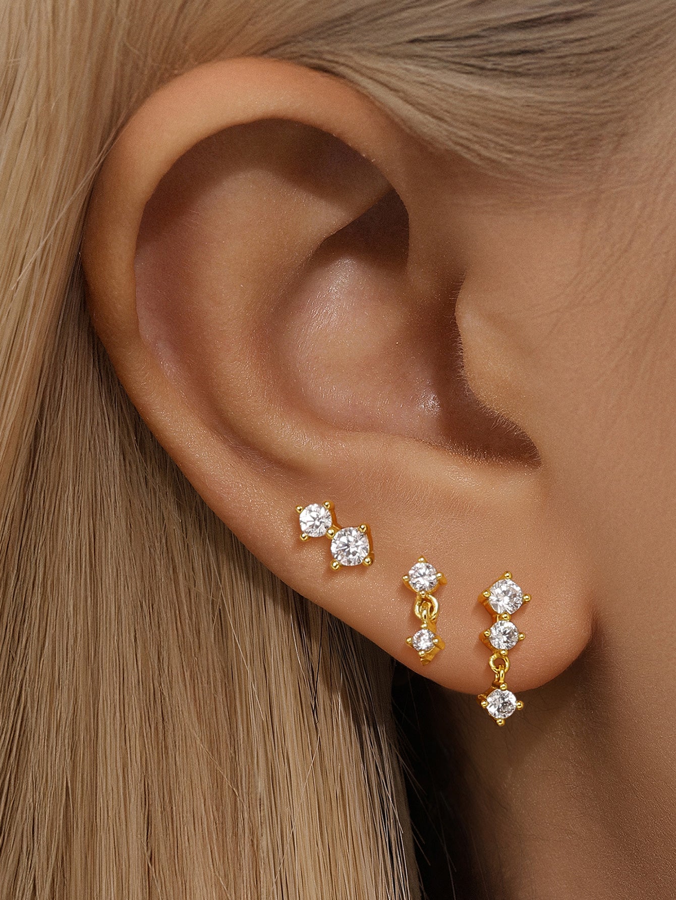 Olara Simple Versatile Zircon Pendant 3 Earring Set-Olarajewelry