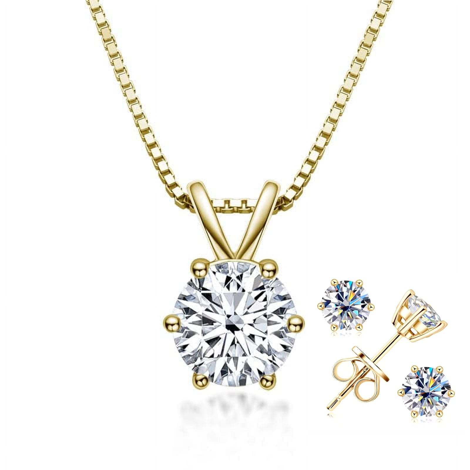 Luxury Solitaire Moissanite Necklace (FREE Earrings included)-Olarajewelry