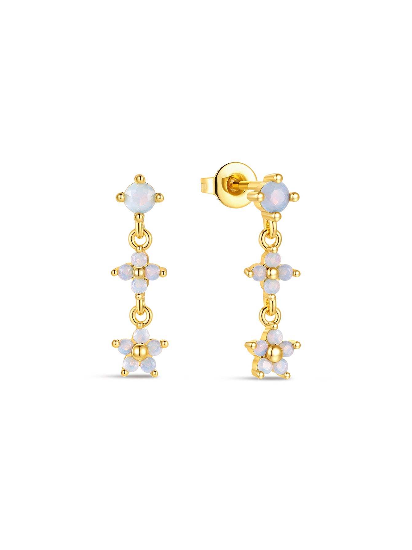 Blue Opal Flower Earring Series-Olarajewelry