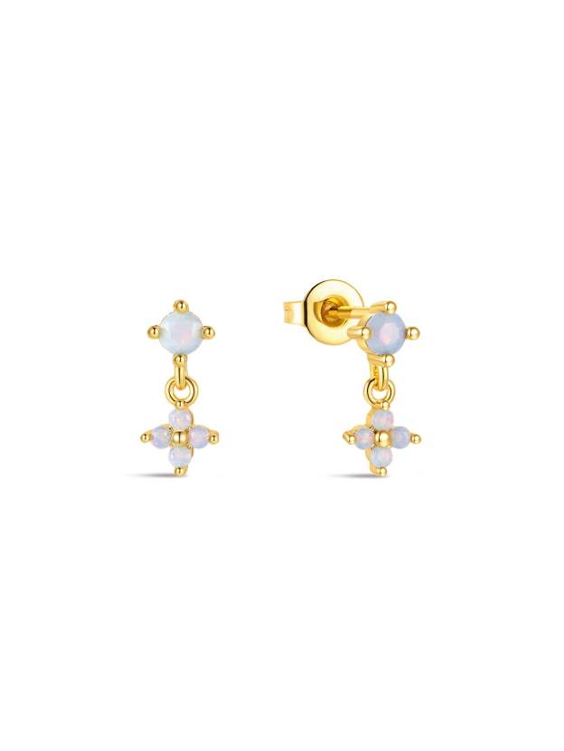 Blue Opal Flower Earring Series-Olarajewelry
