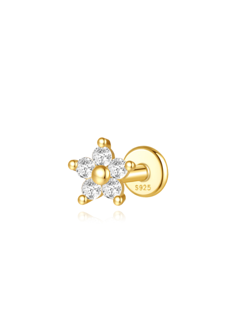 S925 5 Pieces Fresh Flower Zircon Stud Earring Set-Olarajewelry