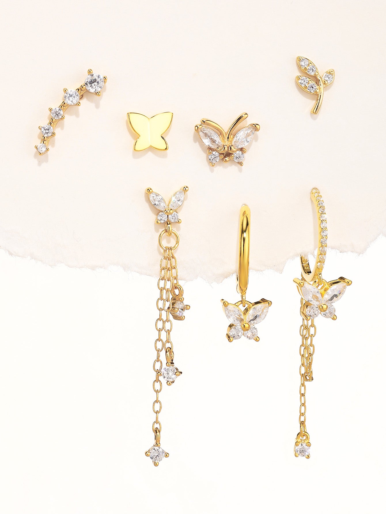 S925 Tassel Butterfly Pendant Zircon Earrings Series-Olarajewelry