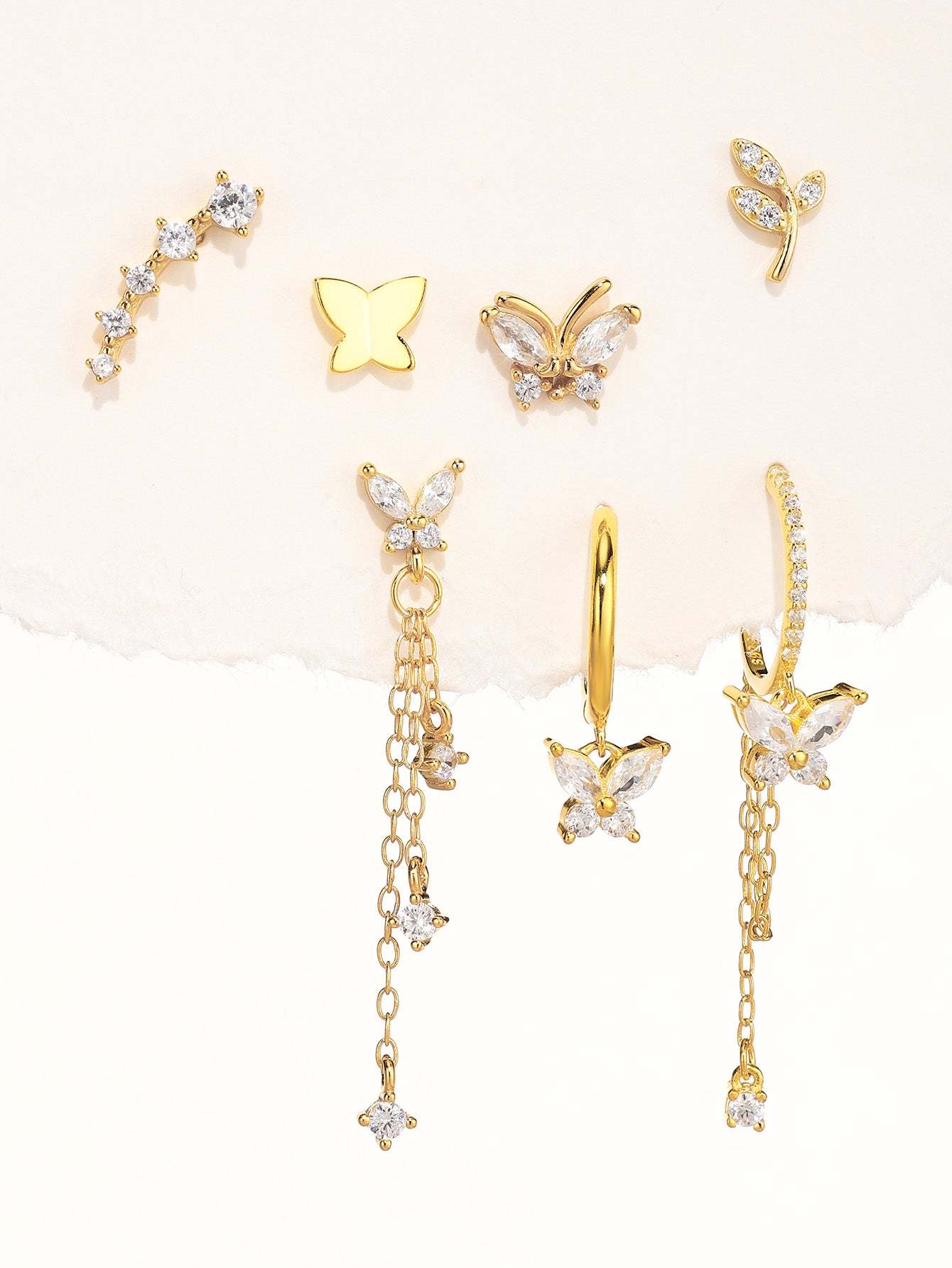 S925 Tassel Butterfly Pendant Zircon Earrings Series-Olarajewelry