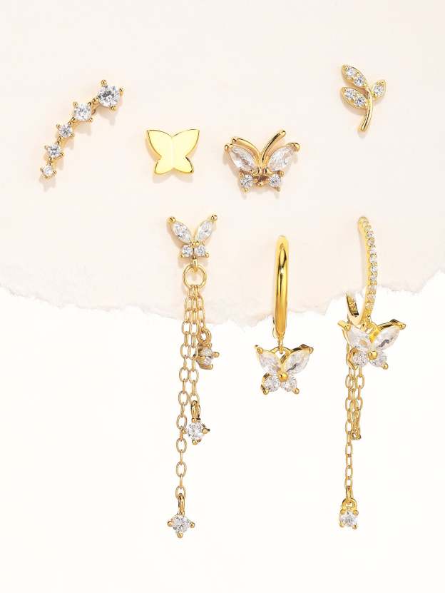 S925 Tassel Butterfly Pendant Zircon Earrings Series-Olarajewelry