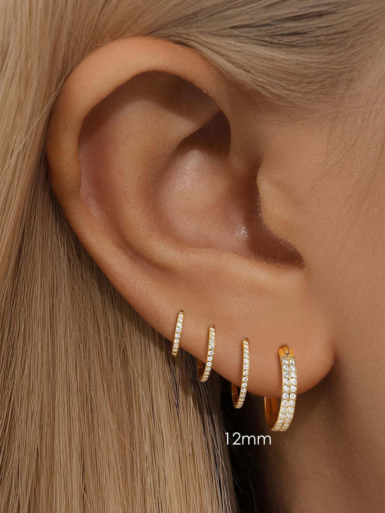 Titanium Waterproof Multiple Sizes 5A CZ Double Row Zirconia Wide Cartilage Hoop 16g-Olarajewelry